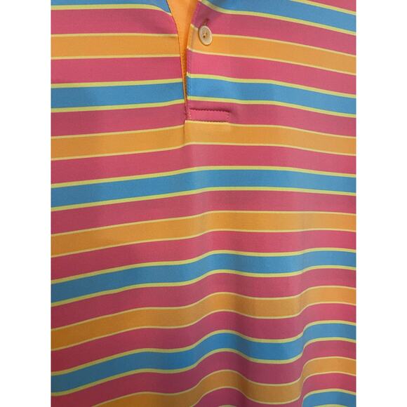 Peter Millar Men's Golf Shirt Large Summer Comfort Colorful Striped Lightweight‎ - Picture 2 of 11